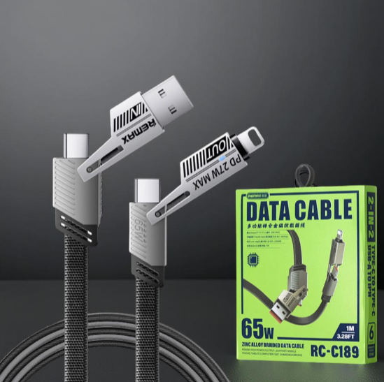 Remax 65W Fast Charging Cable 4 in 1 Silver Metal (Original)