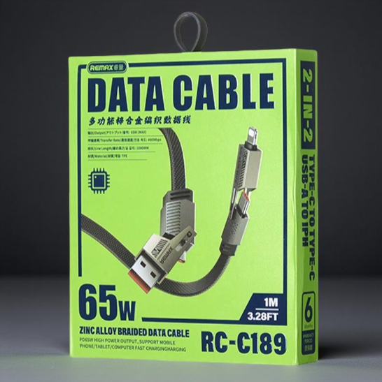 Remax 65W Fast Charging Cable 4 in 1 Silver Metal (Original)